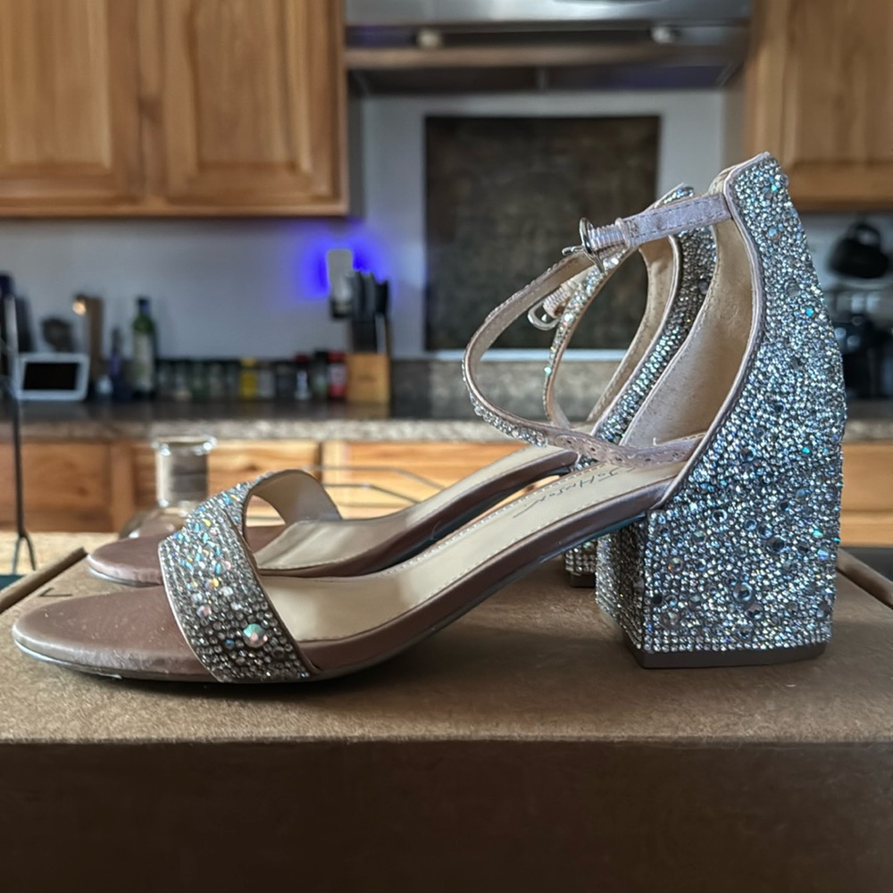 Blue by Betsey Johnson Mari Rhinestone Block Heel Dress Sandals